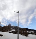 Solar energy Street lamp with photovoltaic cells in a mountain Royalty Free Stock Photo