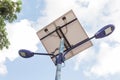 Solar energy street lamp posts on the blue skies Royalty Free Stock Photo