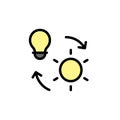 Solar energy, sun, bulb icon. Simple color with outline vector elements of innovations icons for ui and ux, website or mobile Royalty Free Stock Photo