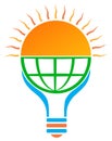 Solar energy sun light bulb logo