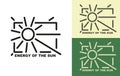 Solar energy. Symbols of clean, renewable and alternative energy. Set of solar energy logos