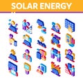 Solar Energy Technicians Isometric Icons Set Vector Royalty Free Stock Photo