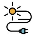 Solar energy wire plug icon color outline vector Royalty Free Stock Photo