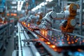 Automated Solar Panel Assembly Line in Factory, generative ai