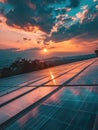 Solar Farm Sunset Royalty Free Stock Photo
