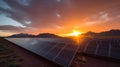 Stunning Solar Panel Field At Sunrise In Desertwave Style