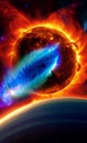 Solar flare plasma clouds illustration Artificial intelligence artwork generated Royalty Free Stock Photo