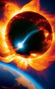 Solar flare plasma illustration Artificial intelligence artwork generated Royalty Free Stock Photo