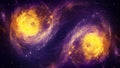 Solar Flare Yellow and Galactic Purple Nebula Background Royalty Free Stock Photo