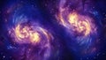 Solar Flare Yellow and Galactic Purple Nebula Background Royalty Free Stock Photo