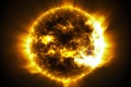 Solar flares. Sun with magnetic storms. Plasma flash on the surface of a our star. Generative AI