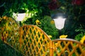 Solar Garden Light, Small Decorative Lanterns In Flower-Bed. Gar