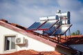 Solar heaters on the roof of the house