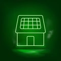 Solar, home, charger neon vector icon. Save the world, green neon Royalty Free Stock Photo