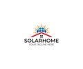 Solar home logo template. Solar panel and sun vector design