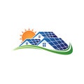 Solar home and sun save energy power and natural electricity solar battery