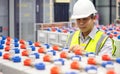 Solar Inverter control room system and battery storage. Electrician Engineer monitoring of solar charge controller and record data Royalty Free Stock Photo