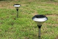 Solar Light in the grass. Clean energy is popular. For Earth, Superfund, background
