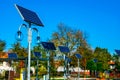 solar lighting, photovoltaic lamps in the park Royalty Free Stock Photo