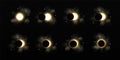 Solar or lunar eclipse with stars different phases