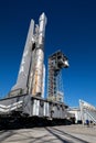 Solar Orbiter atop the Atlas V being moved to the launchpad Royalty Free Stock Photo