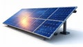 Solar panel array reflecting sunlight on a white background solar energy renewable energy Royalty Free Stock Photo