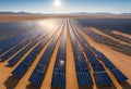 solar panel array in the desert under a clear sky Royalty Free Stock Photo