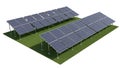 Solar panel array generating renewable energy in a green field Royalty Free Stock Photo