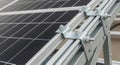 Solar Panel Array Installation Close Up Showing Connection and Mounting Point Bolts Royalty Free Stock Photo