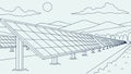 Solar Panel Array Outline, Renewable Energy Grid Sketch, vector design Generative AI Royalty Free Stock Photo