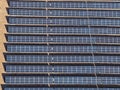 Solar panel arrays with solar tracking motors to maximize solar energy capture Royalty Free Stock Photo