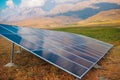 Solar panel on the background of mountains. sustainable development of new energy in agriculture Royalty Free Stock Photo