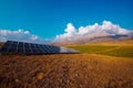 Solar panel on the background of mountains. sustainable development of new energy in agriculture Royalty Free Stock Photo