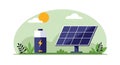 Illustrative Solar Panel System Charging Battery with Energy Saving Concept Royalty Free Stock Photo