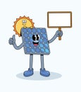 solar panel blank board groovy cartoon illustration Royalty Free Stock Photo