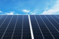 Solar panel with blue sky and sunshine. concept clean energy, electric alternative, power in nature Royalty Free Stock Photo