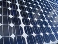 Solar panel cells blue sky copy space. Royalty Free Stock Photo