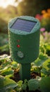 Solar panel charges during daylight, powering deterrent sounds or Royalty Free Stock Photo
