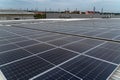 Solar panel close up on roof of the factory. Royalty Free Stock Photo