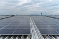 Solar panel close up on roof of the factory. Royalty Free Stock Photo