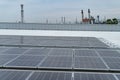 Solar panel close up on roof of the factory. Royalty Free Stock Photo