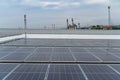 Solar panel close up on roof of the factory. Royalty Free Stock Photo