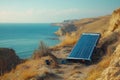 Solar Panel on Coastal Cliff Royalty Free Stock Photo