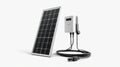 Solar panel with connected power inverter and cable for efficient renewable Royalty Free Stock Photo
