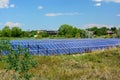 Solar Panel Energy Farm on a Sunny Day Royalty Free Stock Photo