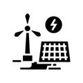 solar panel energy saving glyph icon vector illustration Royalty Free Stock Photo