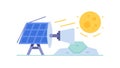 Solar Panel Energy with Sun and Moon Vector, vector design Generative AI Royalty Free Stock Photo
