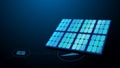 Solar panel with energy technology icons. ecology concept background