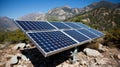 A solar panel farm in the desert