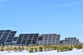 Solar Panel Farm, Natural Energy, Winter Royalty Free Stock Photo